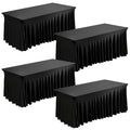 1pc/4pcs Table Skirt, Kitchen Spandex Black/White Table Skirt for Rectangle Tables 6ft, Table Covers for 6 Foot Tables, Washable And Wrinkle Resistant Stretch Rectangular Patio Table Cover for Event, Wedding, Banquet Halloween,Christmas