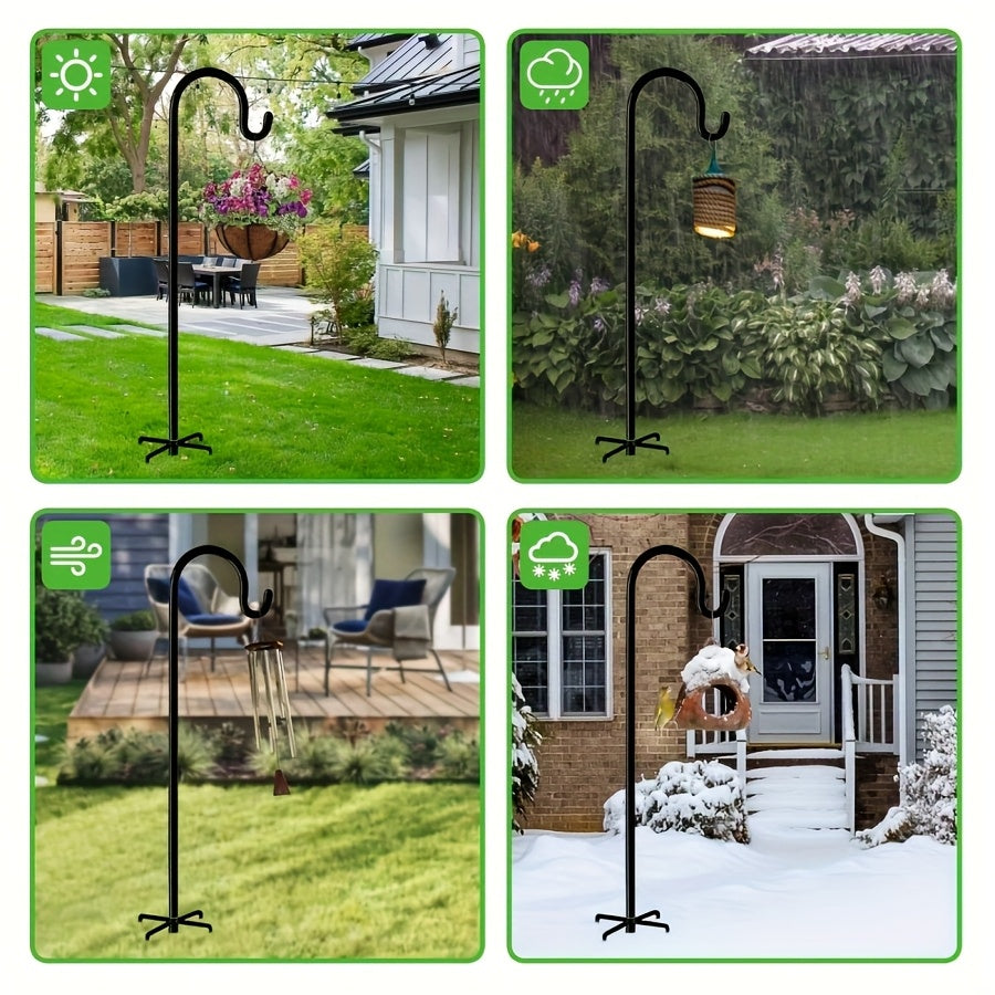 2pcs Outdoor Shepherd Hooks, Heavy Metal Garden Pole Hanging Bird Feeder, with 5 Claw Outdoor Shepherd Horn Adjustable Hooks for Flower Baskets, Plant Hook Stands, Plant Baskets, Solar Lights, Lantern Hooks, Wedding, Halloween