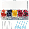 Chilled Condiment Server Tray, Bar Fruit Caddy with Lid And 5 Removable Compartments, Clear Ice Condiment Serving Tray for Party, Toppings Bar Container, Garnish