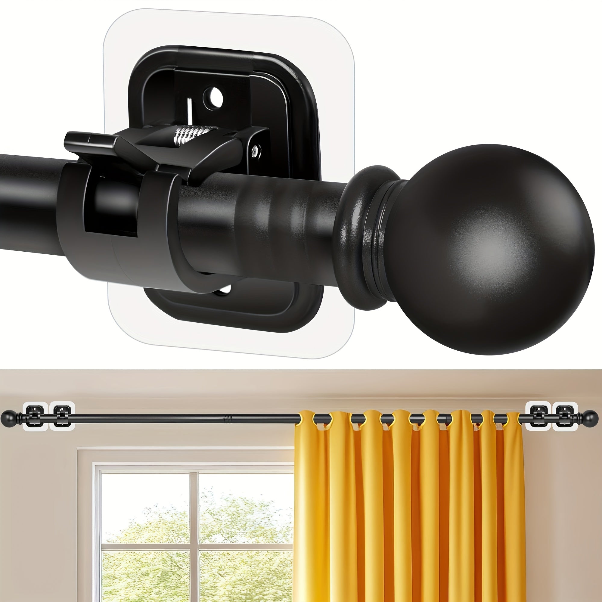 Adjustable Tension Curtain Rods for Curtains Ranging from 32 to 120 Inches, Featuring Damage-Free Installation with Strong Adhesive Brackets, Perfect for Apartments, Dorms, And Renters. on Curtain Rods!