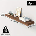 TOMNK Floating Shelves, 4pcs, 56cm/22in, Wall Shelves For Bathroom/Living Room/Bedroom/Kitchen Decor, Shelves With Invisible Brackets Set (Walnut/Light Brown/White/White Oak/Black)