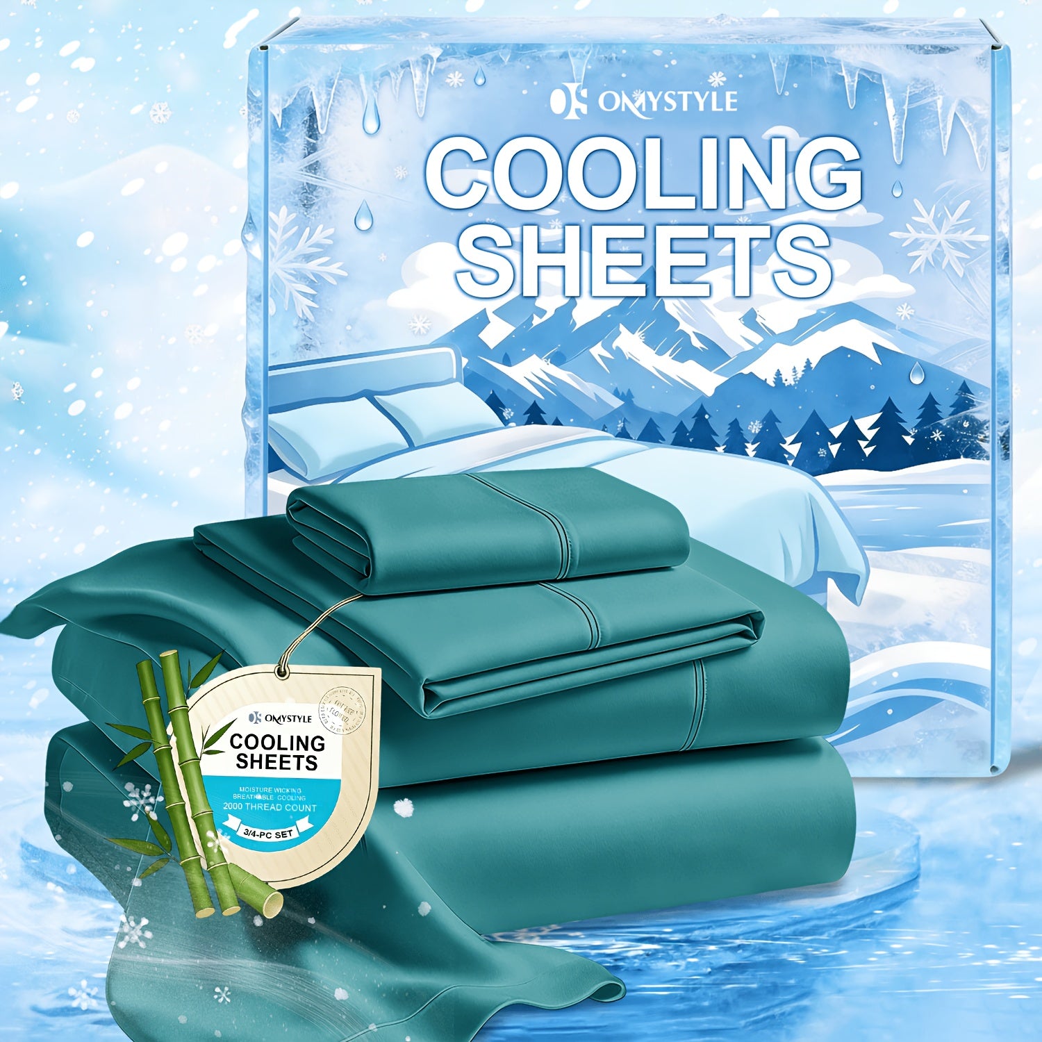 Cooling Bamboo Sheets Set Deep Pocket Ultra Soft Breathable Skin-Friendly Fitted Sheet Flat Sheet Pillowcases Wrinkle Free Twin Full Queen King Kids Gift