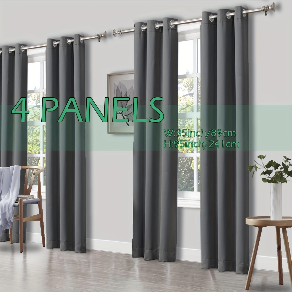4 Panels Thermal Insulated Blackout Curtains - Triple Weave Thermal Insulation & Light Blocking, Solid Grommet Top, Polyester/ Linen-like Fabric, Deep Red for Bedroom, Living Room, Office - Window Drapes for Complete Darkness & Comf