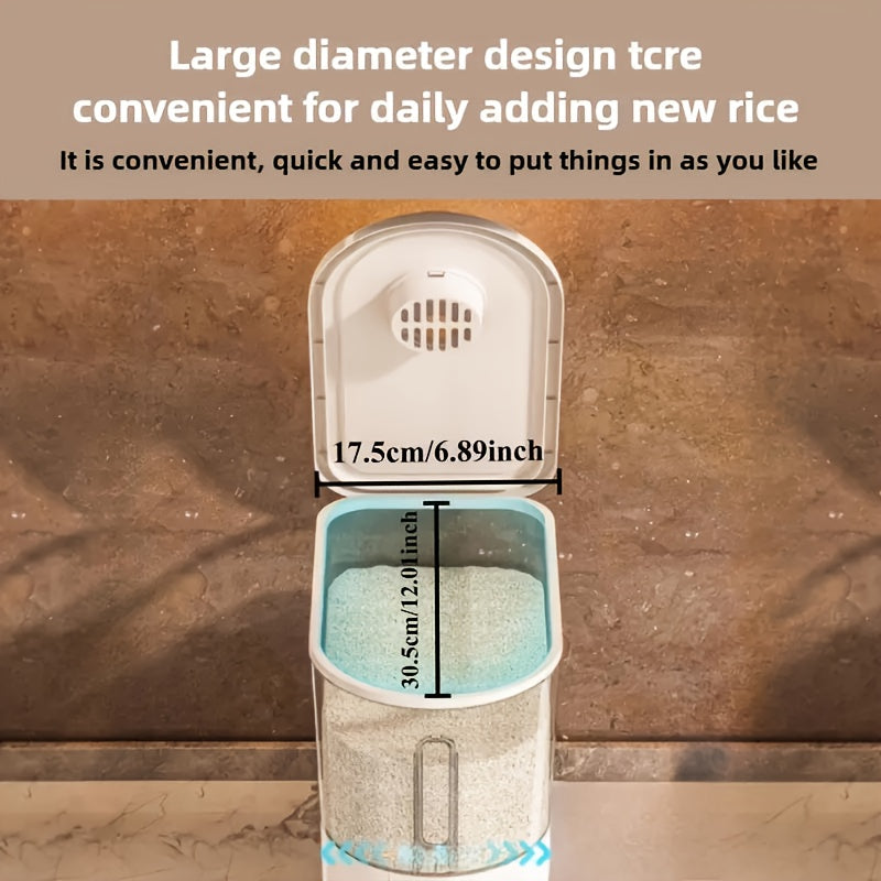 Insect-Proof Moisture-Proof Sealed Large-Capacity Rice Container 11Lbs/22Lbs Quantitative Rice Storage Bucket with Measuring Cup Flip-Top Food-Grade Durable PET Flour Storage Box Home Kitchen Fashion Organization Grain Storage Organizer, PP Material