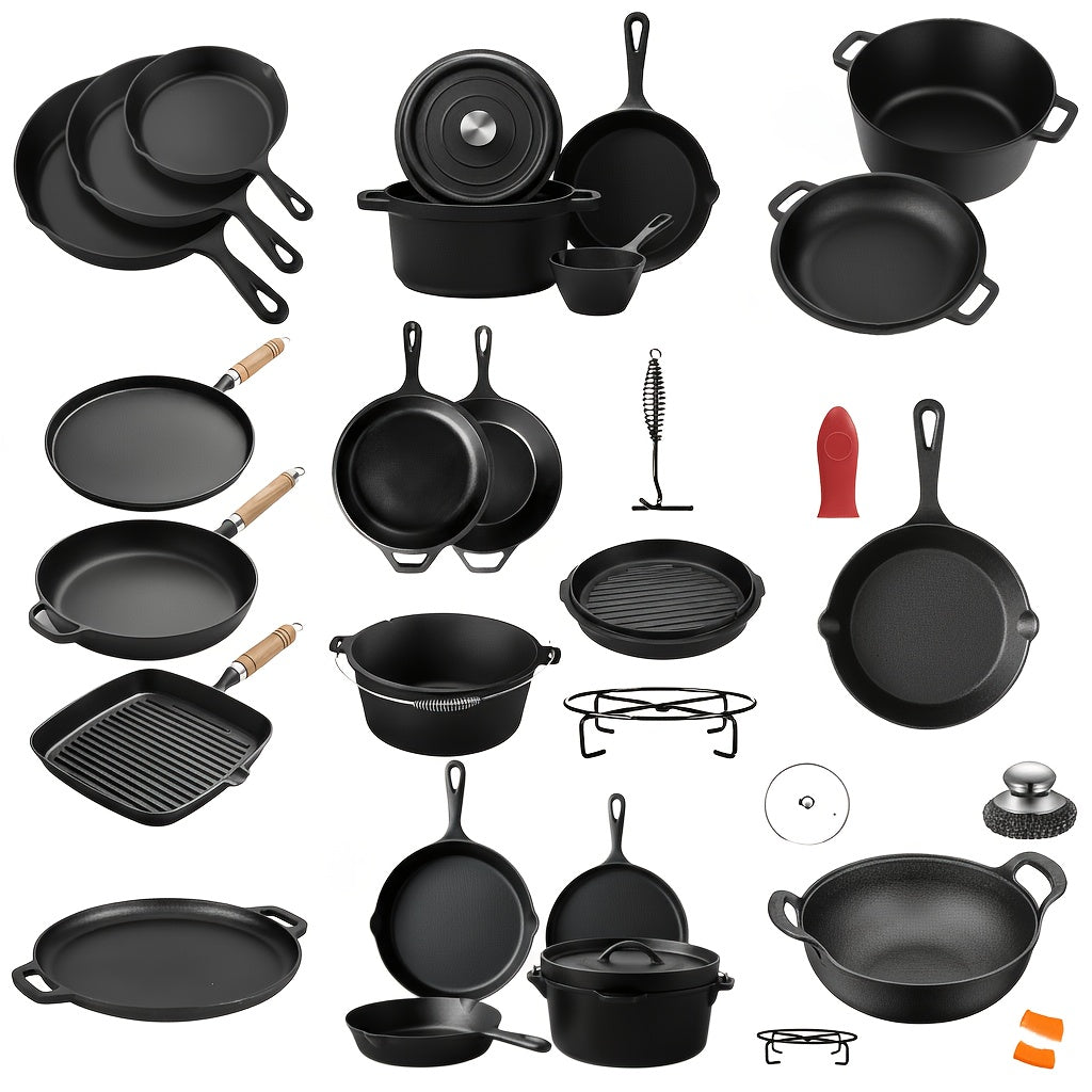Cast Iron Cookware Sets for Kitchen, Camping & BBQ | Skillets, Dutch Ovens, Griddles & Pizza Pans