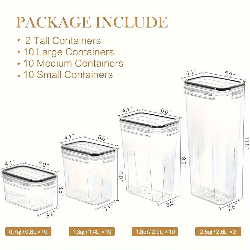 Set of 64 Airtight Food Storage Containers (32 Boxes And 32 Lids), Ideal for Organizing Your Kitchen And Pantry. Made from Bpa-Free Plastic, These Canisters Are Perfect for Storing Flour, Sugar, And Cereal, And Come with Labels And a Marker