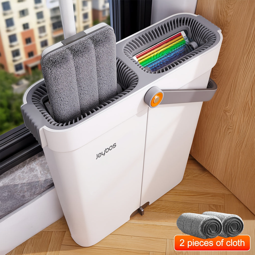 12.99inch/15.75inch Hand-Free Mop And Wash Bucket Set with 2 Washable Reusable Microfiber Cloths, Machine Washable Matching Cloths, Wet And Dry Floor Dust Mops, Floor Cleaning Systems, Bucket Sets, Cleaning Supplies, Cleaning Tools, Holiday Cleaning