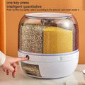 Grain Storage Container Dispenser, 19Lbs Rice Dispenser Rotating, 360° Rotating Food Dispenser One-Click Output Rice Storage Round Grain Dispenser Kitchen For Small Grains, Beans, Rice