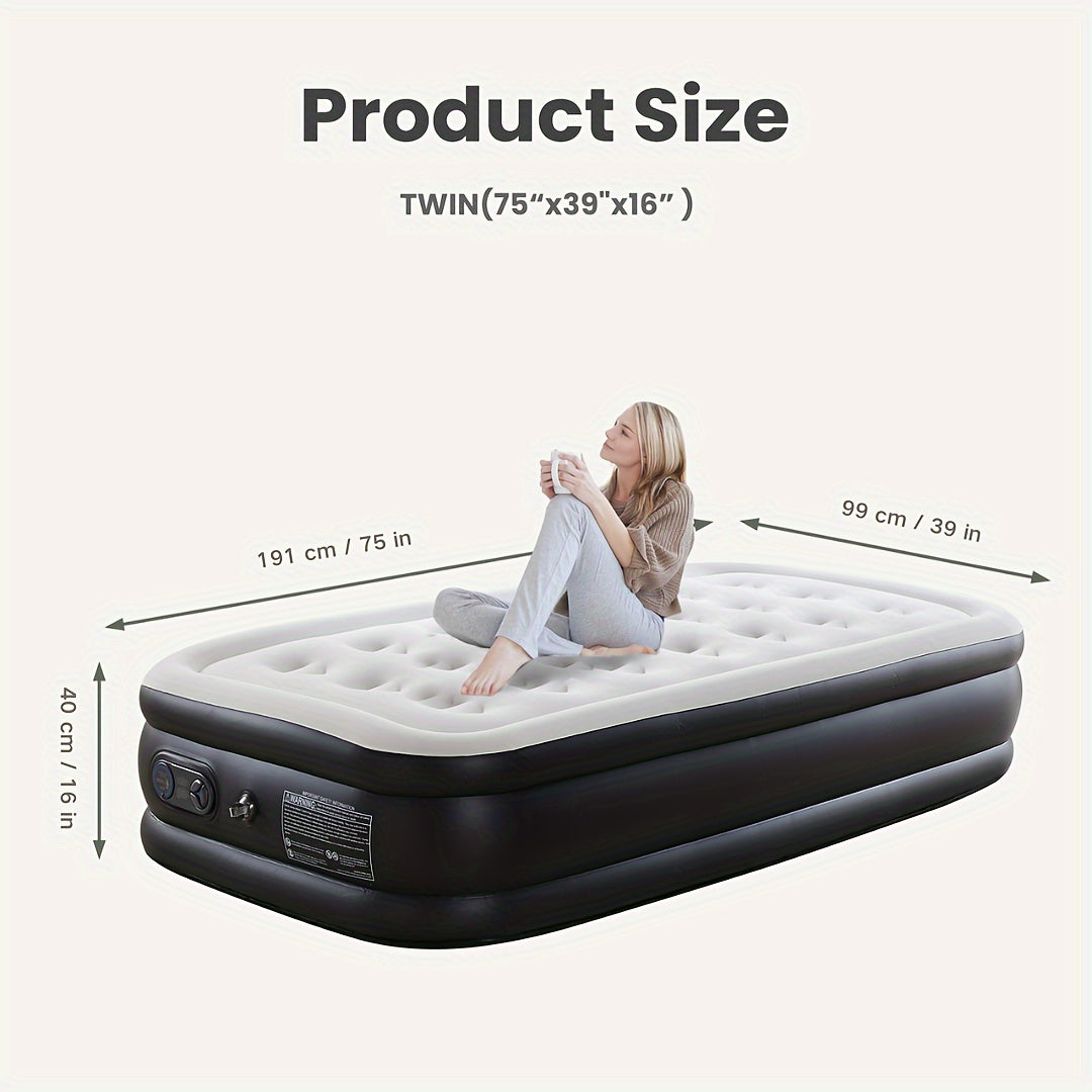 Air Mattress with Coil Beam Support, Plush Velvety Top Non-Slip Bottom for Stability on Smooth Floors And Carpets, Available in Two Sizes And Three Heights, Can Hold Up to 660 Pounds