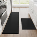 2pcs Kitchen Mats Cushioned Kitchen Rug, Non-Slip Kitchen Mats And Rugs Heavy Duty PVC Ergonomic Comfort Foam Rugs for Kitchen, Floor Home, Office, Sink, Laundry, 1 Set 2pcs[Black]