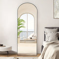Arched Full Length 64" X 21"/ 59"x16"Mirror With Stand, Floor Mirror With Aluminum Alloy Frame For Bedroom, Standing Full Body Mirror With Shatter-Proof Nano Glass For Wall, Living Room, Cloakroom