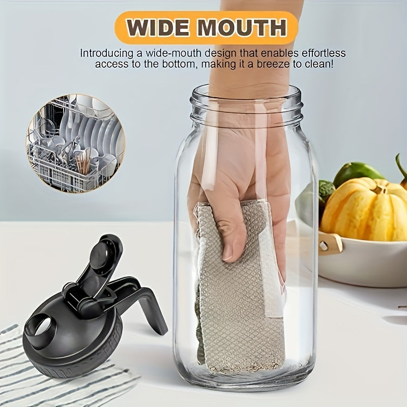 2/3-Pack, 64oz Mason Jar with Measurement Markings, Mason Jar Set, Cold Water Pitcher, Glass Pitcher with Handle and Lid