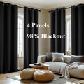 4-Panel Blackout Curtains, Thermal Insulated Curtains for Living Room Bedroom, Room Darkening Home Decor Drapes, 4pcs Curtains Set