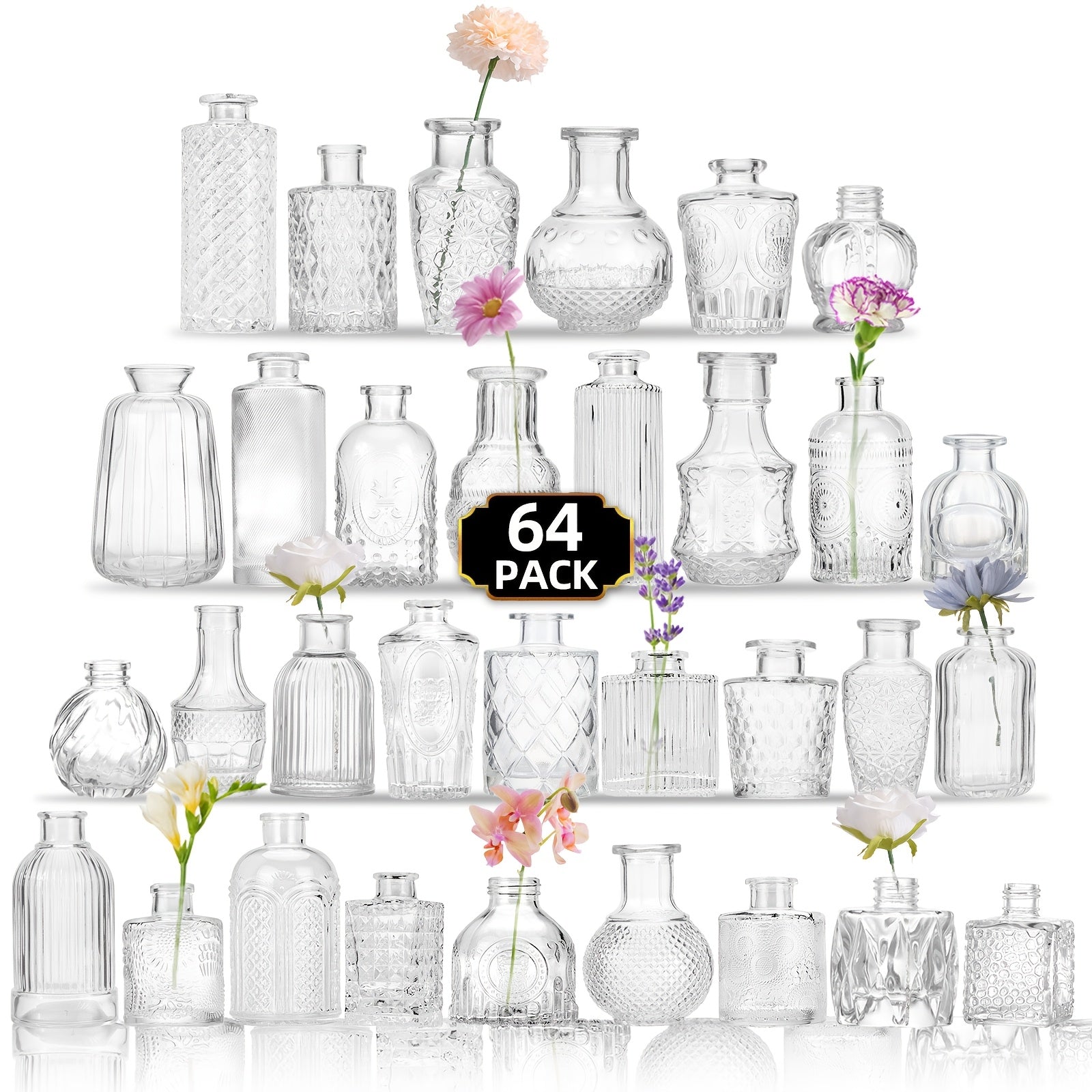 TOMNK Glass Bud Vases In Bulk, Flower Vases For Flowers In Bulk For Rustic Wedding Home Table Decorations, Can Be Used As A Gift For Weddings, Anniversaries, Birthdays, Weddings, Or Housewarming Banquets, For Halloween And Christmas