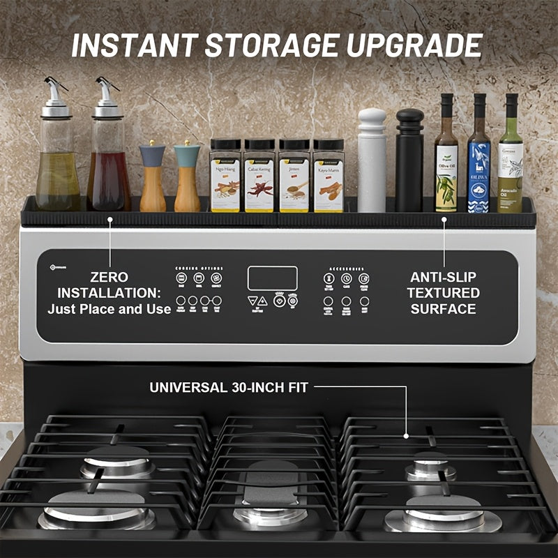 30 Inch Silicone Stove Oven Top Shelf Magnetic for Kitchen Gadgets, Soft Flexible Strong Magnetic Heat Resistant Spice Rack Kitchen Organizer for Over Oven Stove