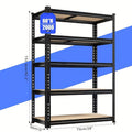 60/72in 1/2pcs Heavy-Duty Metal Shelving Unit 5-Tier 2000 Capacity, Adjustable for garage Storage Rack With Easy Assembly, Black Powder-Coated Frame &, Ideal For Garage, Basement, Pantry, Utility Shelves, for garage Shelving