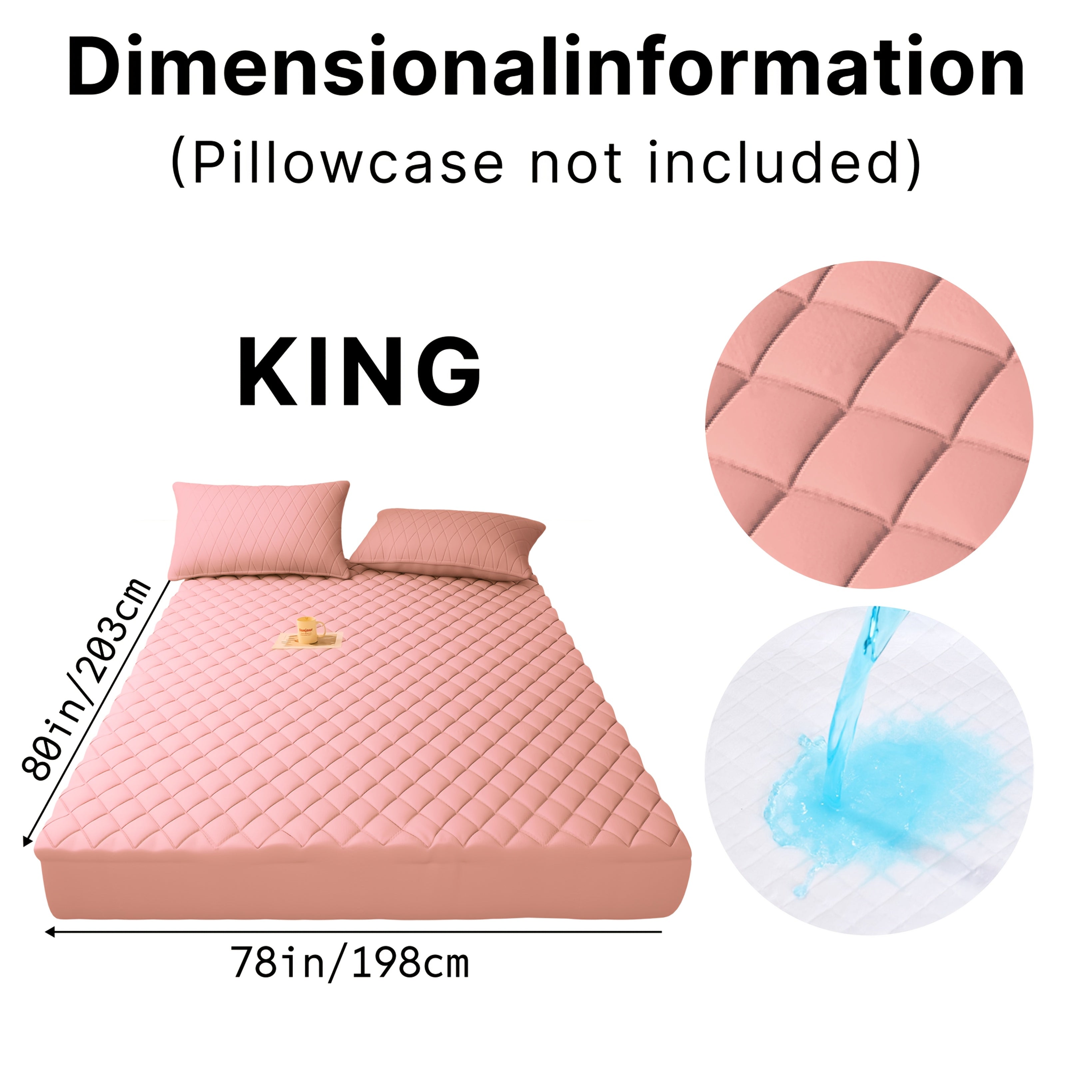 1pc Luxury Waterproof Mattress Protector with Side Storage Pocket, Diamond Quilted Deep Pocket Mattress Cover Including Random Color, Breathable Cooling Mattress Pad, Soft Noiseless Bed Protector for Twin Full Queen King