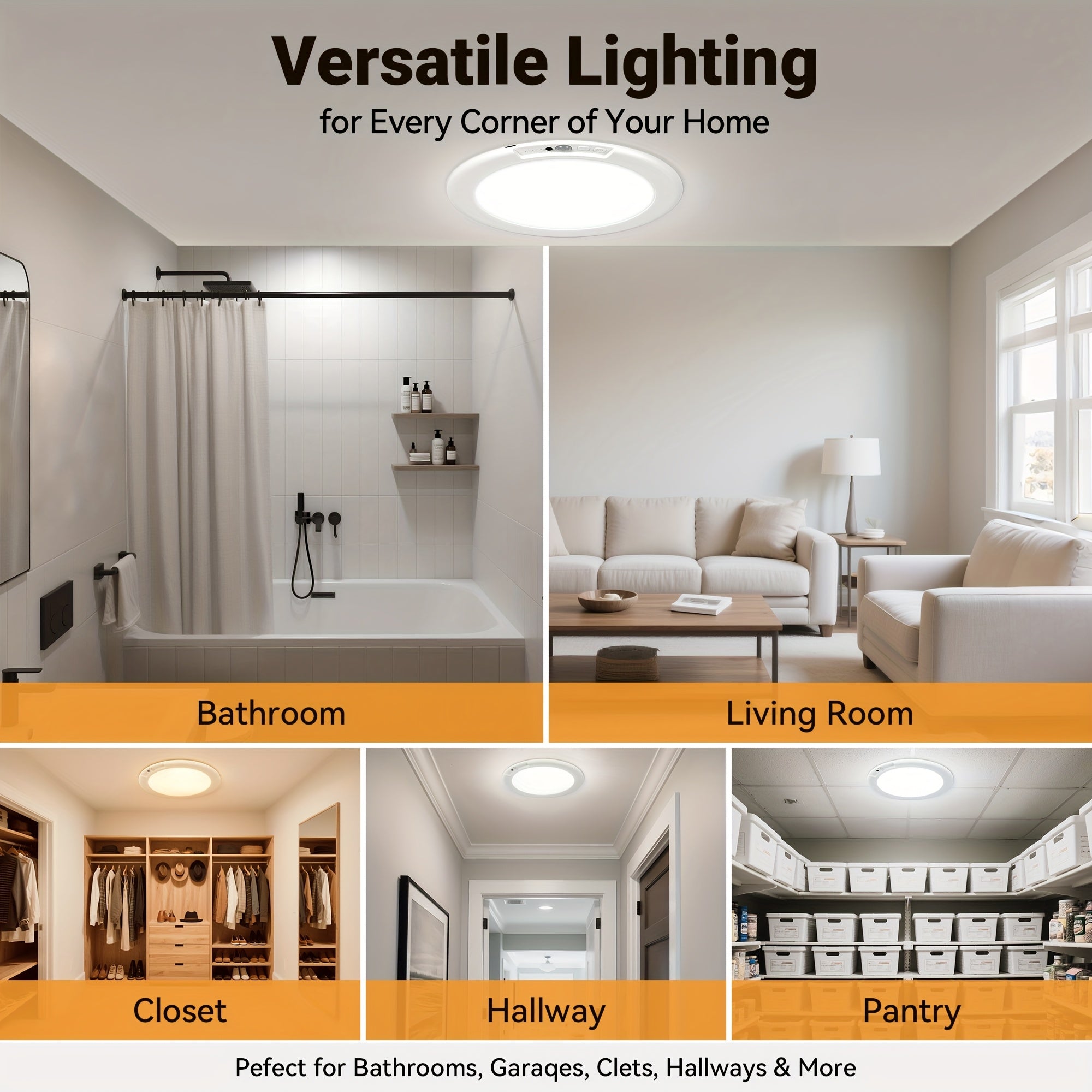 8/6/4/2/1Pack Rechargeable LED Ceiling Light with Motion Sensor, 3 Lighting Options, 10 Brightness Levels Battery Operated Closet Lights, Remote Control Dimmable Timing Motion Shower Lights for Living Bathroom Pantry Hallway Porch(3000K/4500K/6500K)