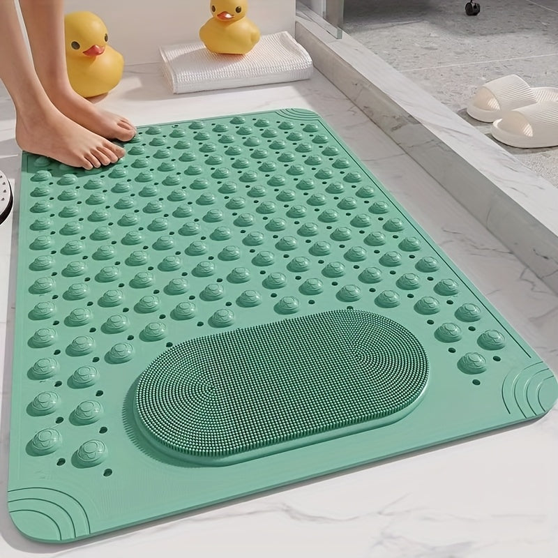 Non-Slip PVC Bath with Massage Buttons- Light& Multi-Color Polka Pattern, Rectangular Shower and Bathroom Safety, 0.35inch Thick, Durable PVC Material, Bath Accessories