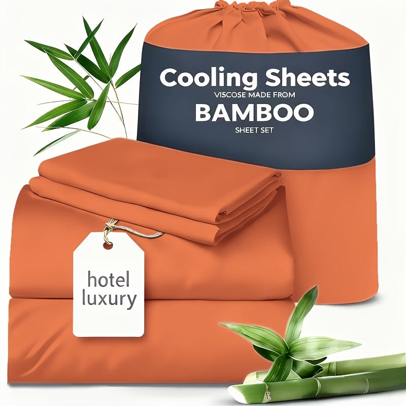 Cooling Sheets for Hot Sleepers Bamboo Bed Sheets Set 4 Pcs 1660TC Ultra Soft Deep Pocket Fitted Sheet & Pillowcases Twin Full Queen King Multiple Colors