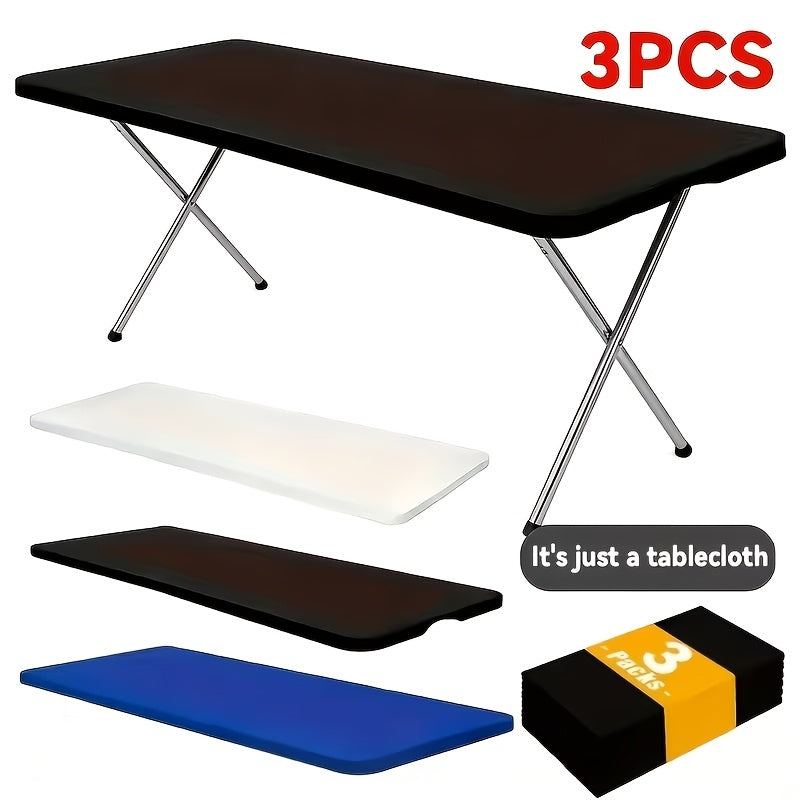 3/6/9/12pcs Stretchable Table Covers 6Ft Washable Elastic Polyester Rectangle Tablecloth Protector For Camping Indoor & Outdoor Parties Picnics Weddings Graduations Valentine'S Day Spandex Blend Easy To Clean