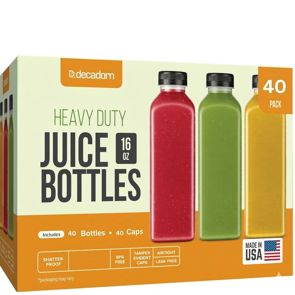 Juice Bottles with Caps 16oz BPA-Free Leak-Proof Tamper Evident Shatterproof Plastic Juice Containers for Fridge Smoothie Bottles 3 20 40 Pack