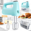 Hand Mixer, Handheld Mixer with Storage Case 5-Speed Plus Turbo Hand Mixer Electric with 5 Stainless Steel Attachments(2 Beaters, 2 Dough Hooks And 1 Whisk), Silver