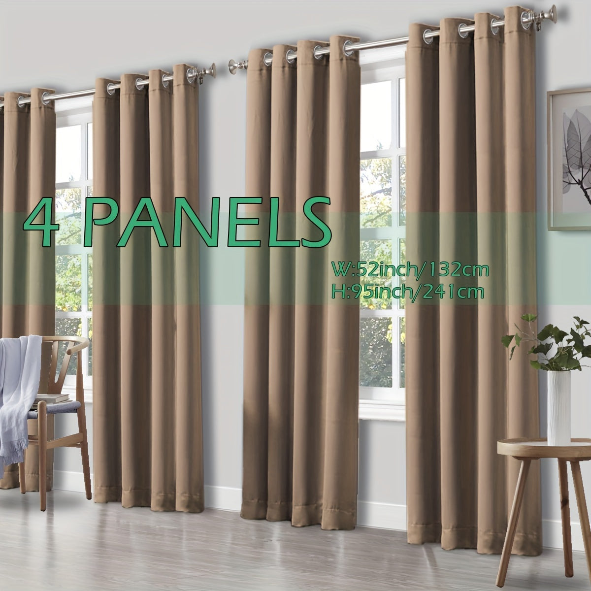 4 Panels Thermal Insulated Blackout Curtains - Triple Weave Thermal Insulation & Light Blocking, Solid Grommet Top, Polyester/ Linen-like Fabric, Deep Red for Bedroom, Living Room, Office - Window Drapes for Complete Darkness & Comf