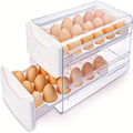 Egg Holder for Fridge, 2 Layers Fresh Egg Storage Container Organizer Bin, Each Layer Could Hold 18 Eggs, Clear Stackable Plastic Egg Tray with Handles, for Fridge, Kitchen, Home, 12X 6.9X 6 Inches, for Halloween And Christmas