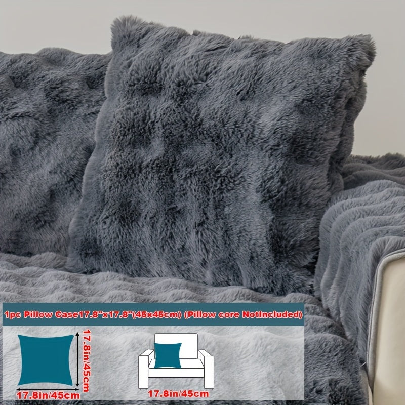 1pc Faux Rabbit Plush Sofa Cover - Winter Warm Thickened Soft Pet-Friendly Anti-Slip Furniture Protection Cover for Bedroom, Office, Living Room