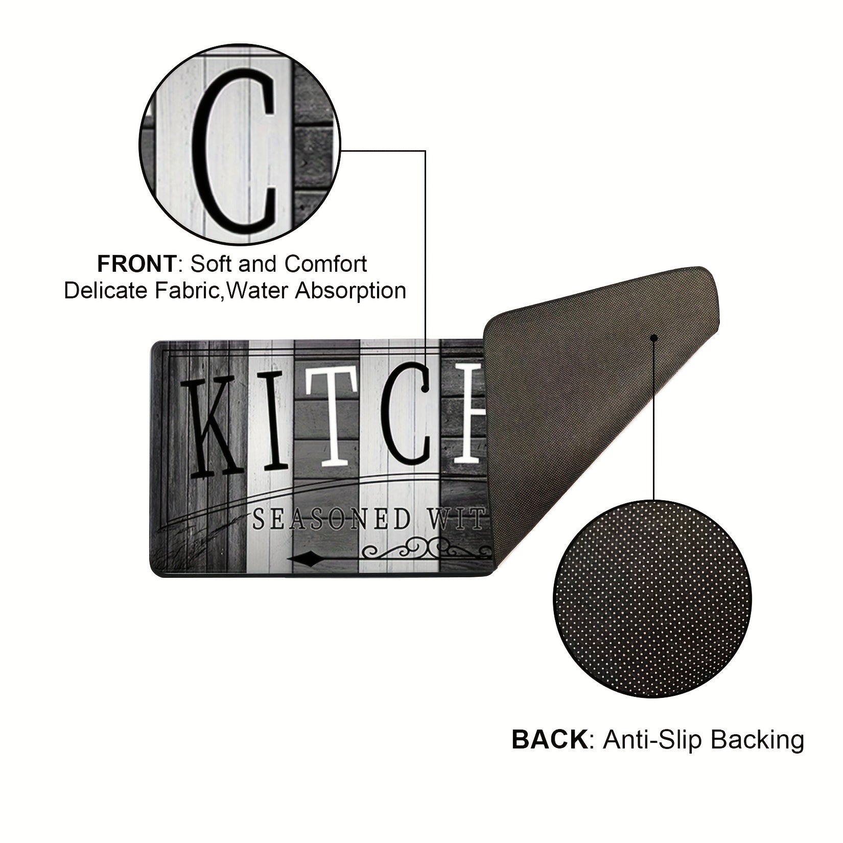 Premium Print Absorbent Kitchen Mat, Non-slip and Durable Floor Mats, Entrance and Exit Door Mat for Kitchen Laundry Room Bathroom Hallway Entrance Area Rugs, Living Room Bedroom Mat, Room Decoration,