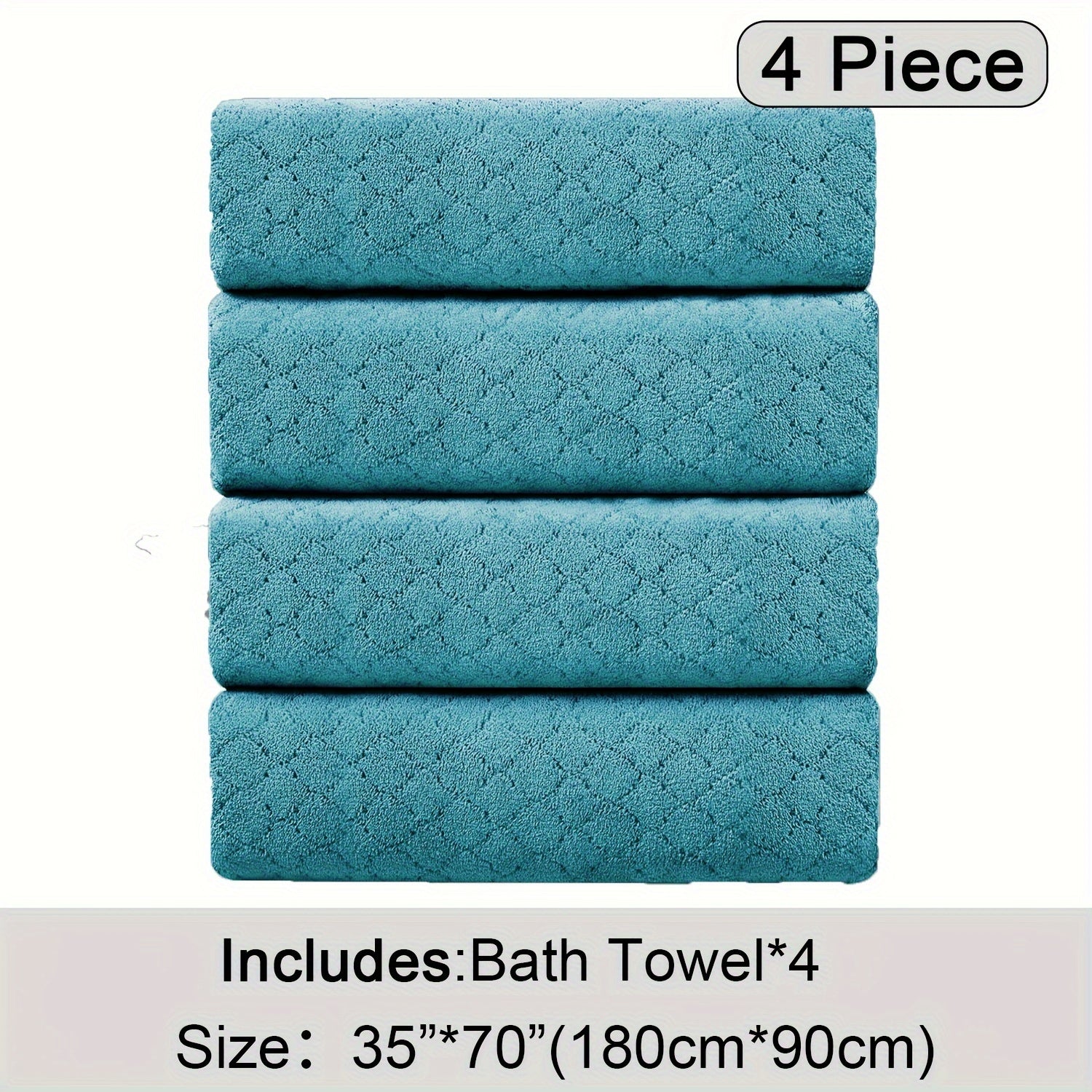 4pcs Oversized Bath Towel Set in Sleek Blue - Ultra Soft, Highly Absorbent, Quick-Dry Microfiber with Diamond Pattern - Includes 4 Bath Towels, and Matching Beach Chair Cover - Ideal for for Bathroom Hotels Gym, Valentine's Day Gift, Wash Cloths