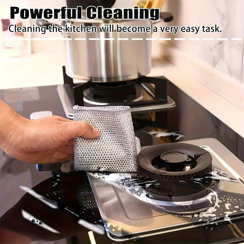 50-Pack Reusable Stainless Steel Kitchen Scrubber, Scratch-Resistant Knitted Cleaning Cloth for Dishes, Pots, and Pans