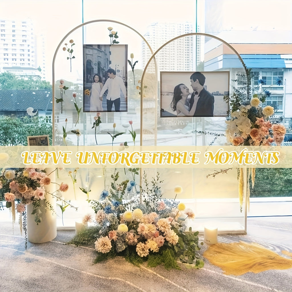 2pcs Heavy Duty Metal Wedding Arch Backdrop Set (7.2Ft And 6Ft) - Sturdy Frame with Golden Powder Coating, Easy to Assemble Balloon Flower Arch for Weddings, Birthdays, Eid And Ramadan Decorations - Indoor/Outdoor Party Decor, No Batteries