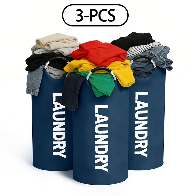 3pcs/4pcs Large Oxford Cloth Dirty Clothes Basket Foldable with Handle Laundry Basket Suitable for Student Dormitories, Laundry Rooms, Living Rooms, Bedrooms, Bathrooms, Independent Storage Bags, Laundry Baskets