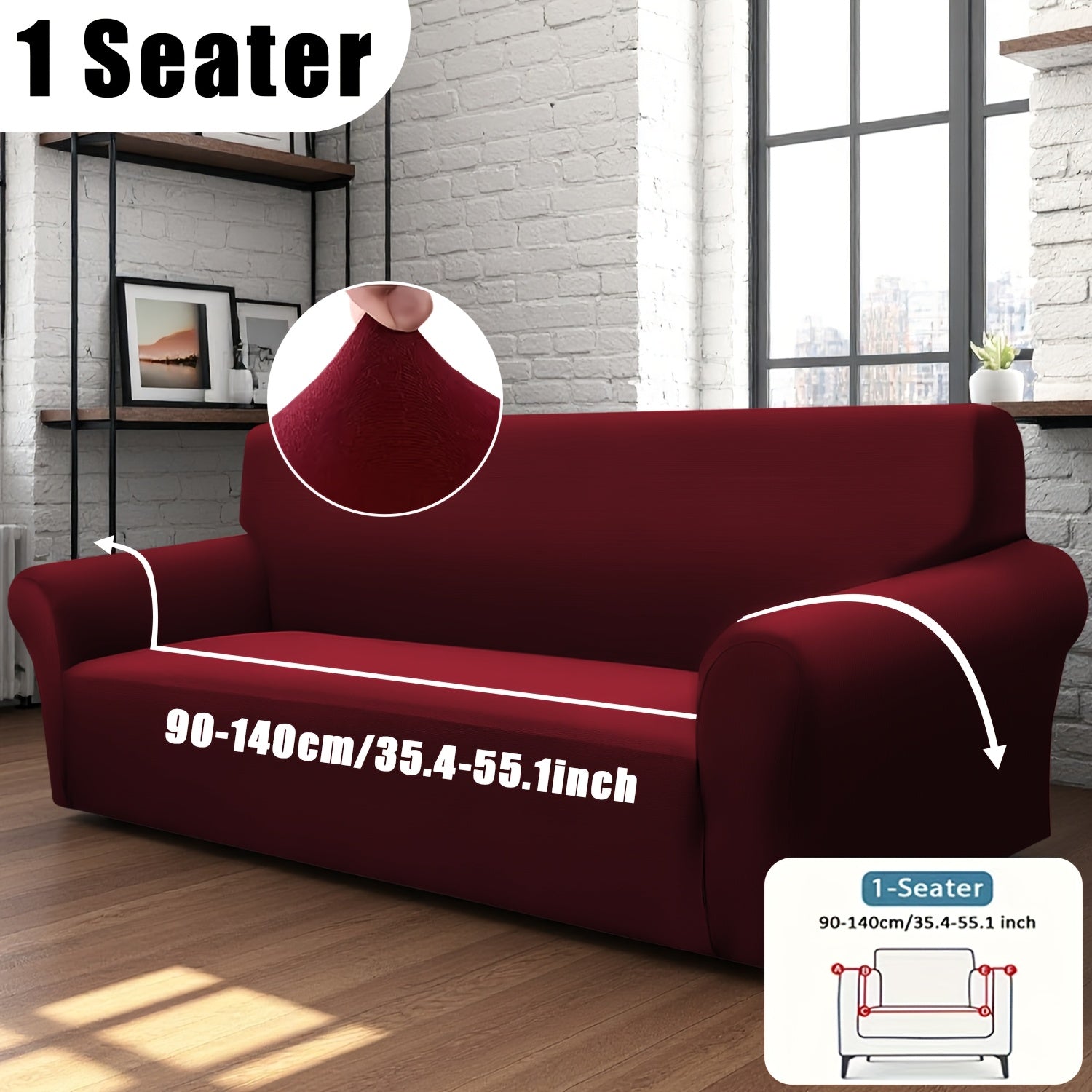 Classic Stretch Sofa Cover with Elastic Band, Milk Fiber Fabric Slipcover-Grip, Machine Washable, Polyester And Spandex, Fits Armchair to 4-Seater Sofas, International Style Throw Design