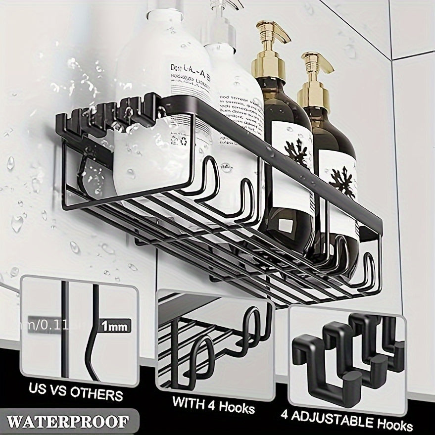 Shower Caddy Organizer, 5-Pack Adhesive Rustproof Stainless Steel Shower Shelves with Soap Holder, No Drilling Shower Storage Rack for Family Renters Bathroom, Random Colors to Choose, Shower Caddies