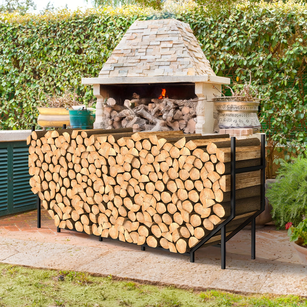 6FT Firewood Rack Holder, Adjustable Heavy Duty Fire Log Stacker Stand For Fireplace, Outdoor Indoor Metal Wood Pile Storage Organizer, Patio Logs Stand Tool
