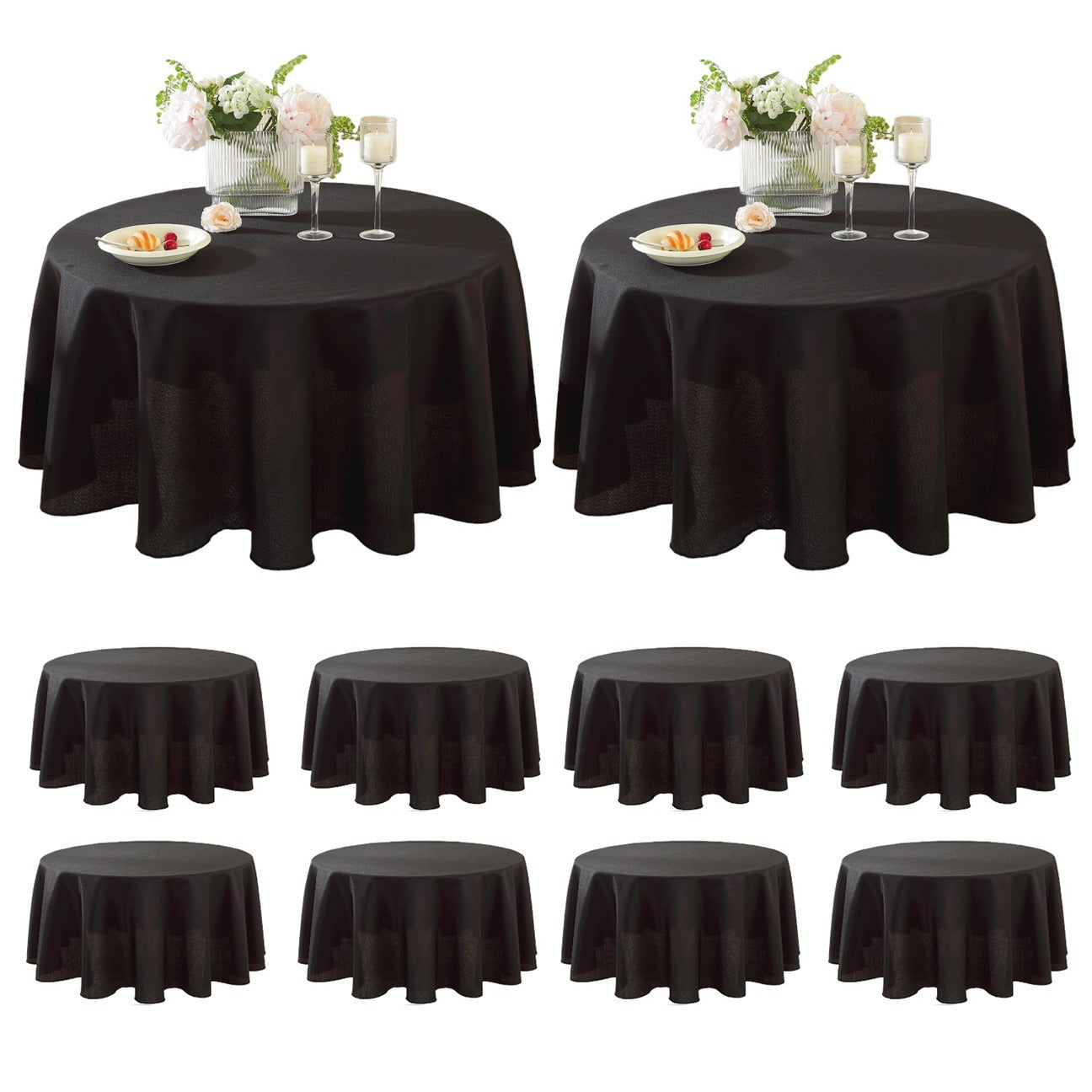 10 Pack Round Tablecloth, Round Premium Tablecloth, Polyester Fabric Washable Tablecloth for Home, Party, Wedding or Restaurant Use.