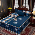 Set of 3 (1 Bed Skirt And 2 Pillowcases) Featuring a Double-Layered Hem, Adorned with a Plant And Flower Design. Includes a Dust-Proof Hem, Bed Sheet, Bed Cover, And Mattress Protector, All Machine Washable