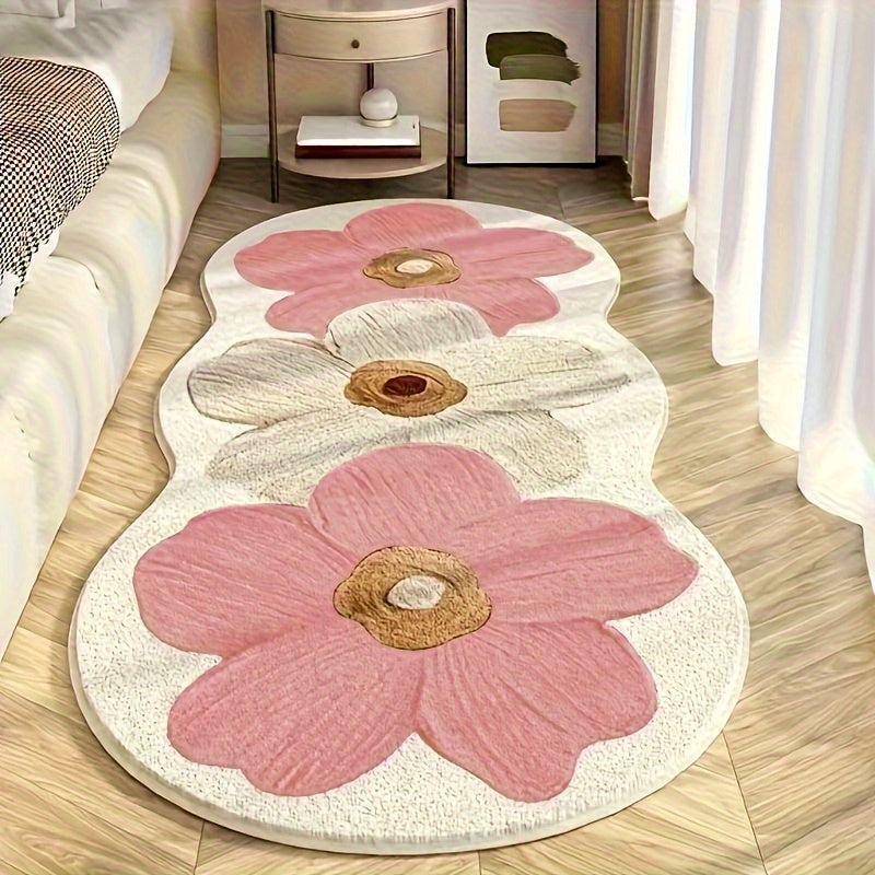 1000gsm Heavy-Duty Acrylic Fiber Floor Mat - Non-Slip Backing, Soft Plush Mat with Transparent Floral Pattern in Blue, Beige, Brown, Black, White, Gray, - Machine Washable Indoor/Outdoor Carpet for Living Room, Bedroom, Office - Luxury Home Decor &