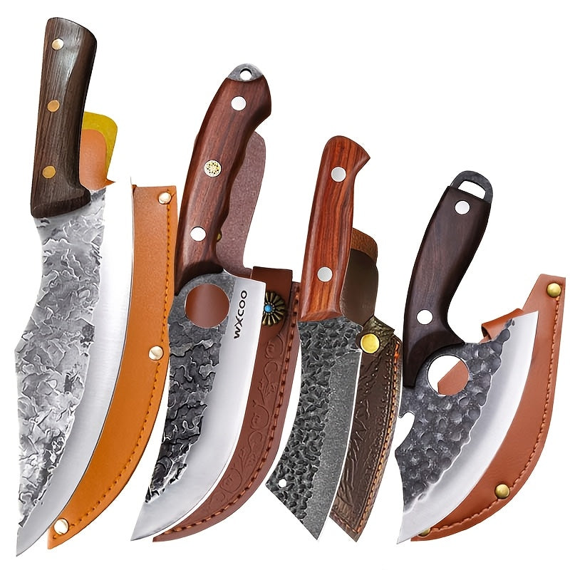 3/4pcs, Kitchen Chef Knife Set, Barbecue Knife Utility Knife Stainless Steel Boning Knife Professional Vegetable Chopper Fish Knife Mini Knife Cheese Pizza Small Pocket Knife For Kitchen Convenience