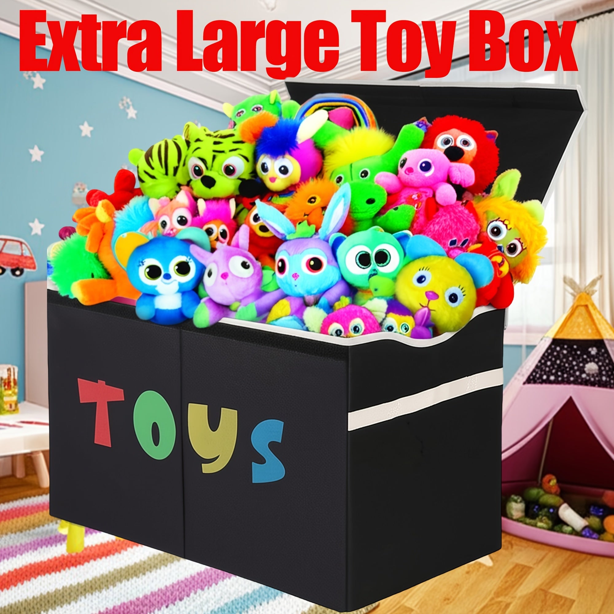 31.7gal Extra Large Box, Collapsible Sturdy Kids Chest for Boys, Girls, Kids, Storage Organizer Toddler Storage Bins with Lids, Box Basket for Living Room, Bedroom, Nursery, Shelf Baskets