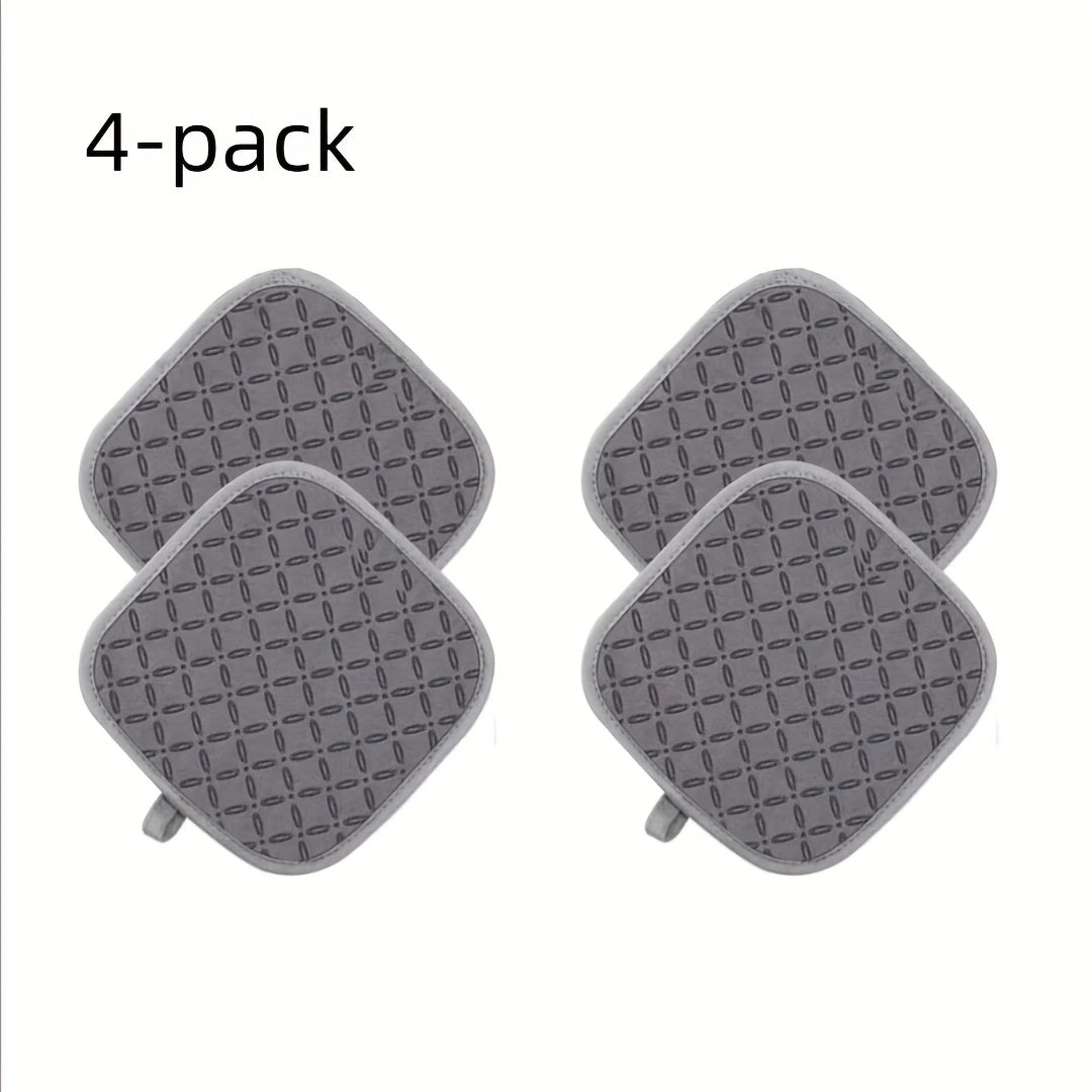 8/4 Set Of Gray Oven Mitts And Pot Holders, Insulated, Extra Long, High Temperature Resistant, Dish Cloth + Pot Holders, Non-slip Silicone Surface, Can Be Used for Cooking, Baking, Grilling Or Outdoor BBQ, Oven Mitts, Must-Have for Mother's Day