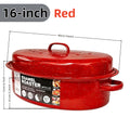 Granite Enamel Roasting Pan with Lid, Large Nonstick Carbon Steel Turkey Roaster for Oven, Chicken Roasting Pan, Soup Stew Bakeware,Black/Red Cooking Soup Pot