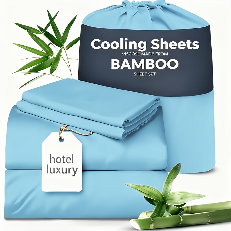 Cooling Sheets for Hot Sleepers Bamboo Bed Sheets Set 4 Pcs 1660TC Ultra Soft Deep Pocket Fitted Sheet & Pillowcases Twin Full Queen King Multiple Colors