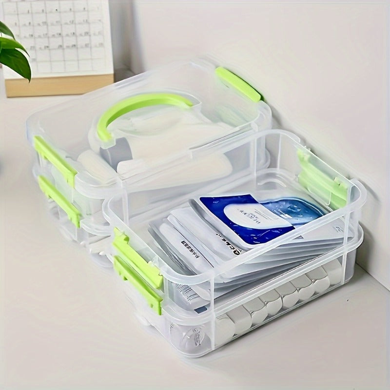 Stackable Large-capacity Transparent Plastic Storage Box With Lid And Handle. Compartmentalized Drawer Design, Ideal For Hair Accessories, Jewelry And Stationery. Suitable For Home And Office Use, Easy For Neat Storage.