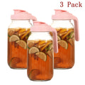 Grinkwell 64Oz Mason Jar With Handle And Lid, 2/3 Pack, Bpa-Free High Borosilicate Glass, Sports & Outdoor Beverage Carafe, Leak-Proof, For Ramadan, Christmas, New Year