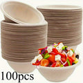 100pcs Disposable Paper Bowls (9oz), Leakproof Paper Dish Soup Ice Cream Salad Bowls Party Supplies, Disposable Natural Bowls, Soup Bowls,, Heat Resistant, for Ice Cream, Salad, Soup, Snack, Dessert, Pasta