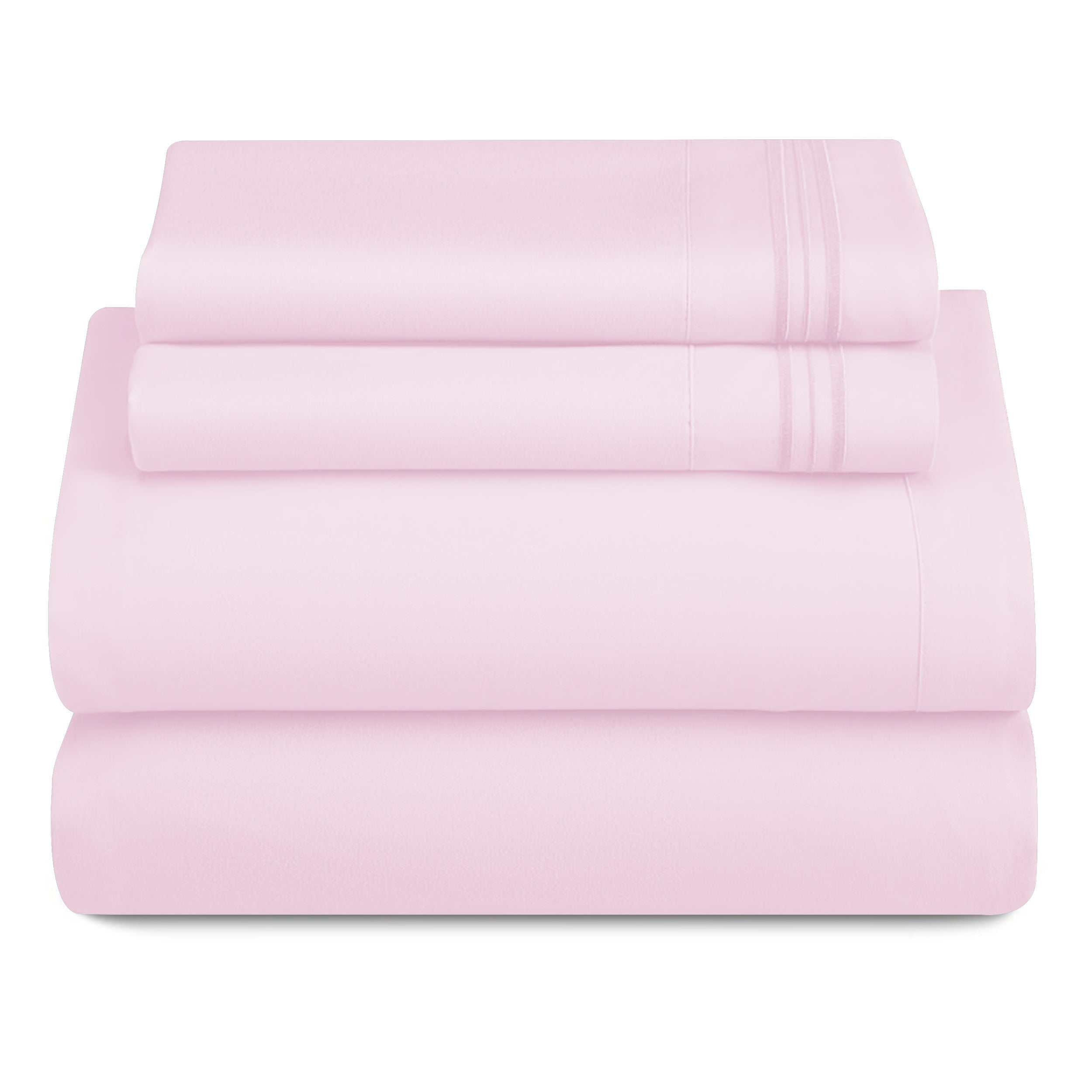 Lux Decor 4 Pieces Solid Bedsheets - 1800 Series Stylish Comfy Bedding Sheet Set - Hotel Luxury Skin Friendly Cooling Sheets & Embroidered Pillowcases Without Filler - Classic Collection With 16 Inches Deep Pocket Room decor - Shrinkage & Fade Resistant